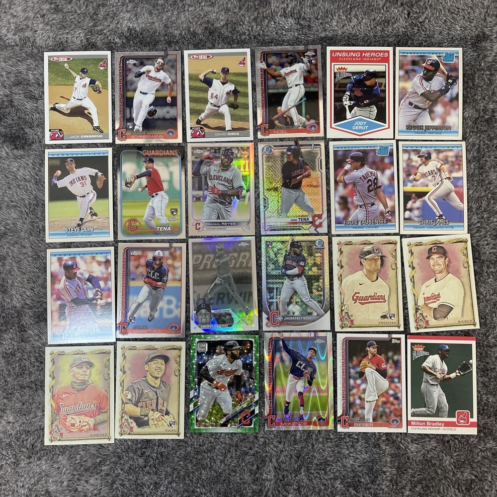 Cleveland Indians / Guardians  Baseball 24 Card Lot - Rookies, Stars, Inserts